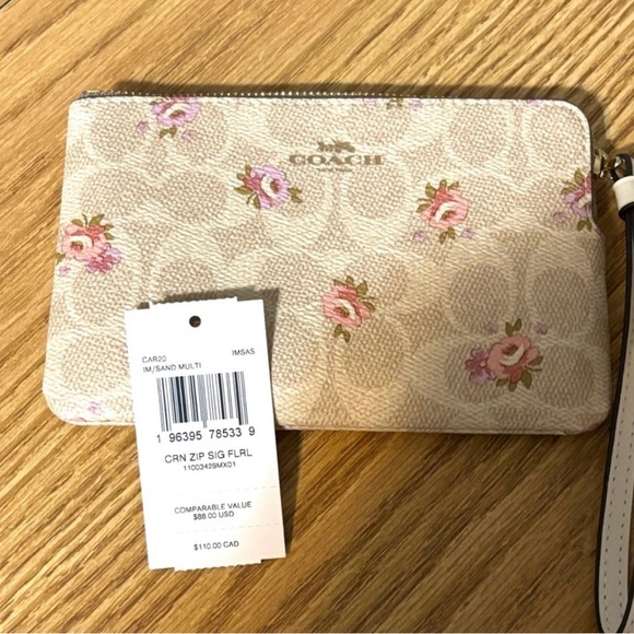 Coach Beige and Pink Floral Crossbody Bag & Wristlet Set - Picture 11 of 16